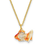 Bejeweled & Simulated Pearls Goldfish Trinket Box with Charm Pendant