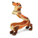 Bejeweled Dachshund Trinket Box with Charm Pendant