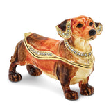 Bejeweled Dachshund Trinket Box with Charm Pendant