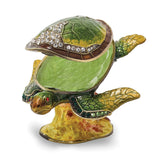 Bejeweled Reef Dweller Turtle Trinket Box with Charm Pendant