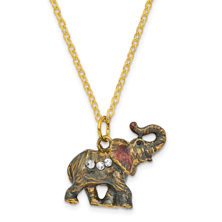 Bejeweled Trumpeting Elephant Trinket Box with Charm Pendant