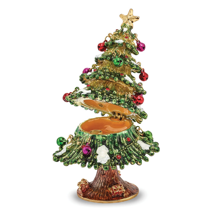Bejeweled Christmas Tree Trinket Box with Charm Pendant