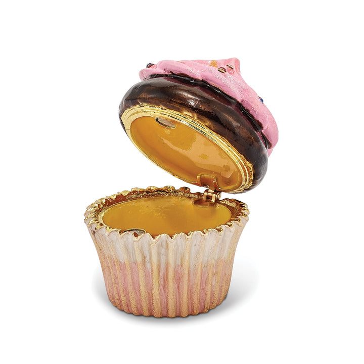 Bejeweled Cupcake Trinket Box with Charm Pendant
