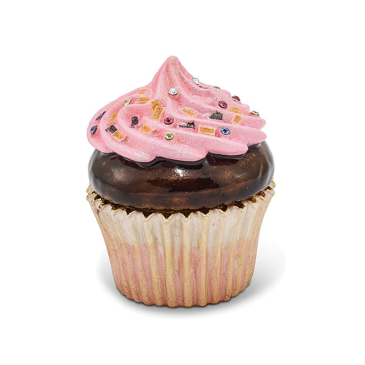 Bejeweled Cupcake Trinket Box with Charm Pendant