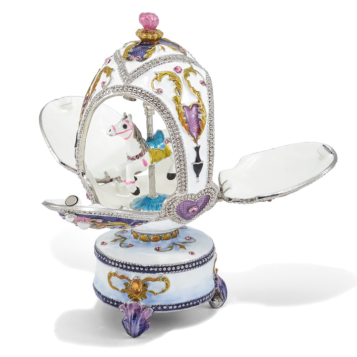 Bejeweled Carousel Horse Musical Egg