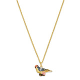 Bejeweled Colorful Bird & Flower Trinket Box with Charm Pendant