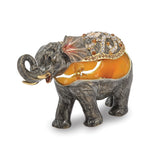Bejeweled Grey Elephant Trinket Box with Charm Pendant