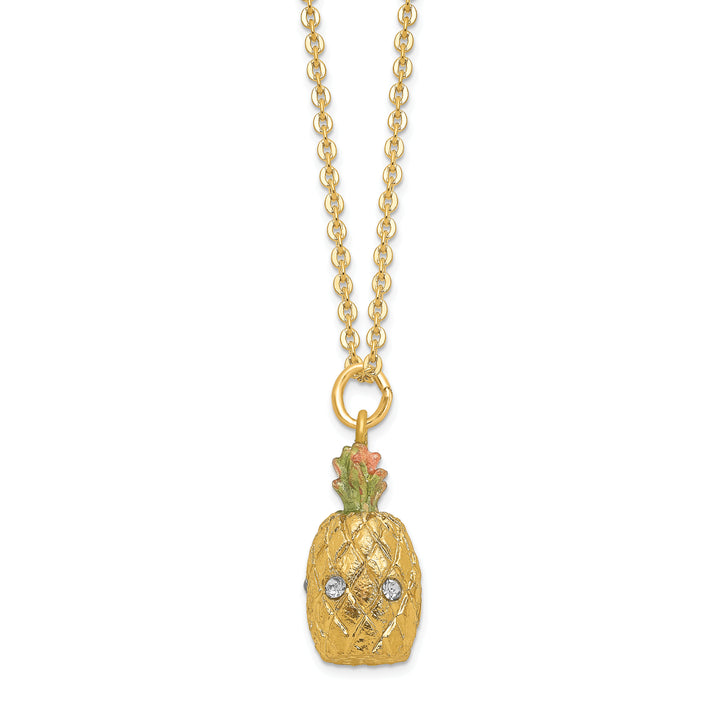 Bejeweled Large Welcome Pineapple Trinket Box with Charm Pendant