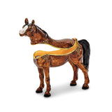 Bejeweled Brown Horse Trinket Box with Charm Pendant