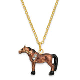 Bejeweled Brown Horse Trinket Box with Charm Pendant