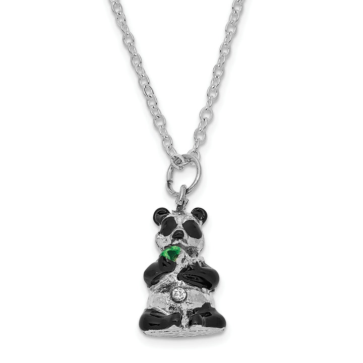 Bejeweled Panda w/Leaf Trinket Box with Charm Pendant