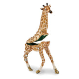 Bejeweled Mother & Baby Giraffe Trinket Box with Charm Pendant