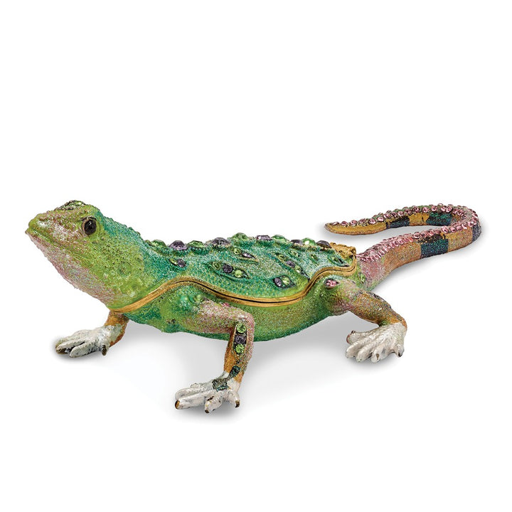 Bejeweled Mojave Lizard Trinket Box with Charm Pendant