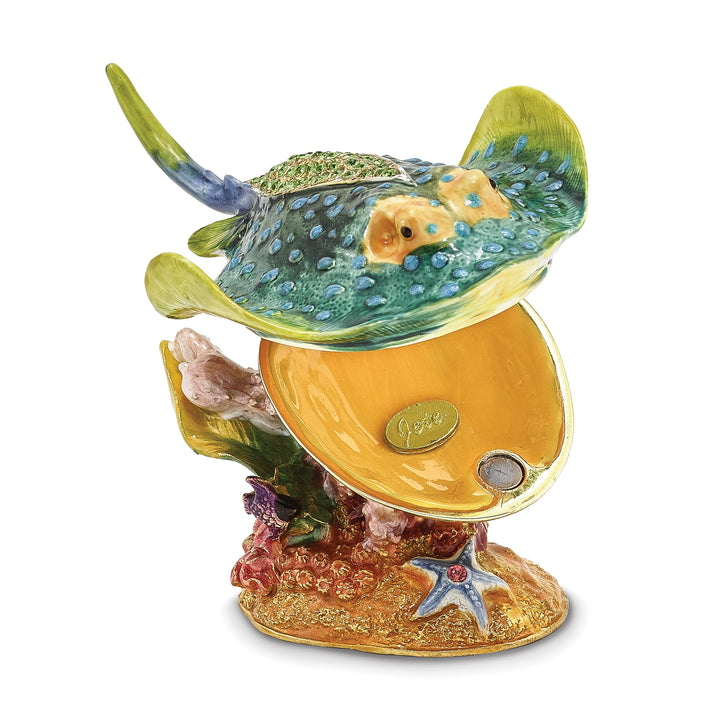 Bejeweled Stingray Trinket Box with Charm Pendant