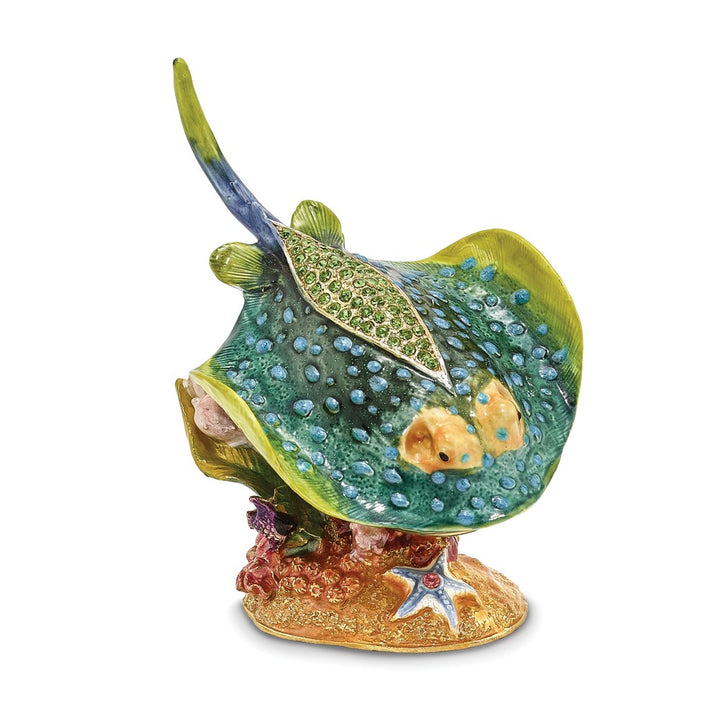 Bejeweled Stingray Trinket Box with Charm Pendant