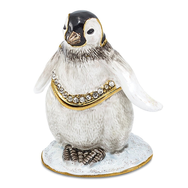 Bejeweled Baby Penguin Trinket Box with Charm Pendant