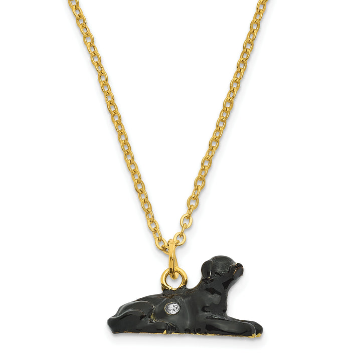 Bejeweled Black Labrador Trinket Box with Charm Pendant