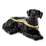 Bejeweled Black Labrador Trinket Box with Charm Pendant