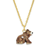 Bejeweled Kodiak Bear Trinket Box with Charm Pendant