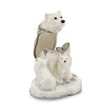 Bejeweled Polar Bear & Cubs Trinket Box with Charm Pendant
