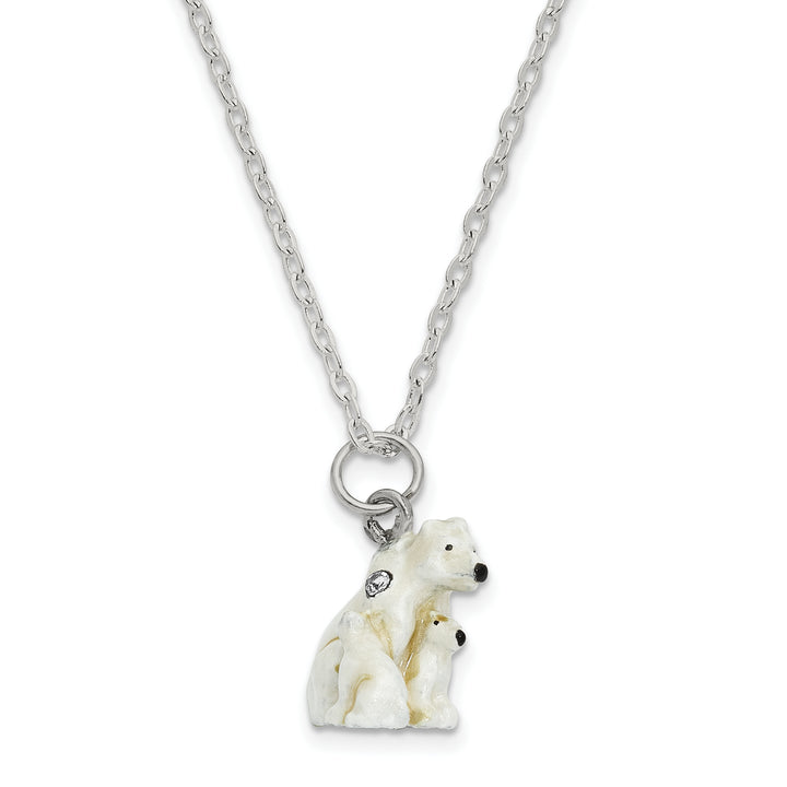 Bejeweled Polar Bear & Cubs Trinket Box with Charm Pendant