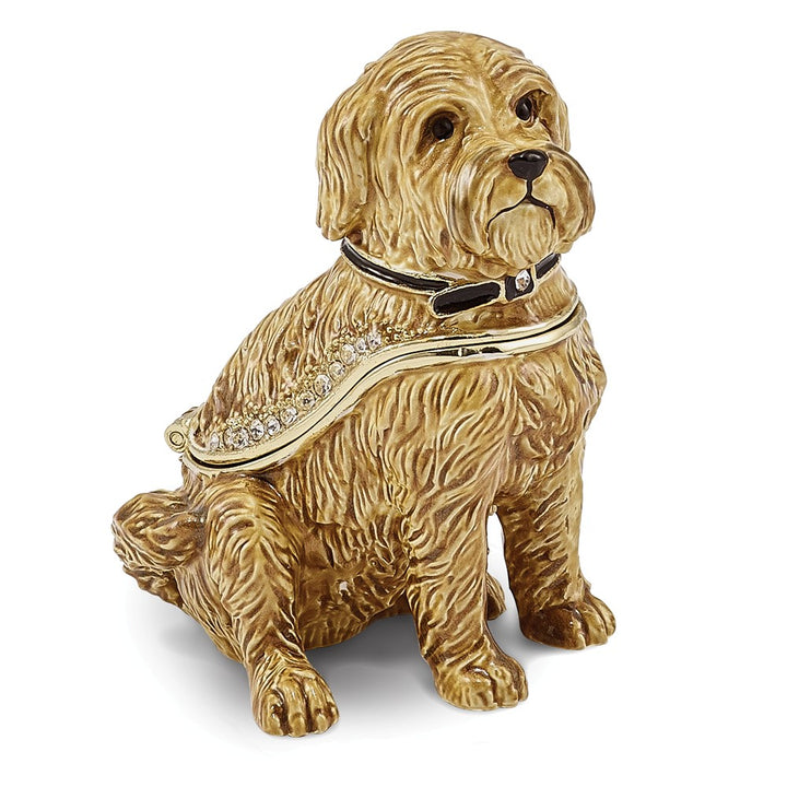 Bejeweled Wheaten Terrier Dog Trinket Box with Charm Pendant
