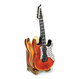 Bejeweled Red Guitar Trinket Box with Charm Pendant