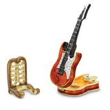 Bejeweled Red Guitar Trinket Box with Charm Pendant