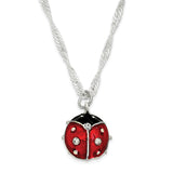 Bejeweled Enameled Ladybug Trinket Box with Charm Pendant