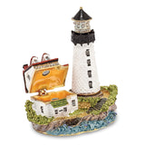 Bejeweled Lighthouse Trinket Box with Charm Pendant