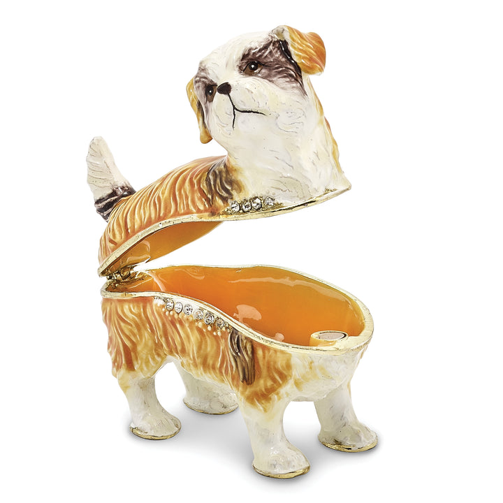 Bejeweled Shih-Tzu Trinket Box with Charm Pendant