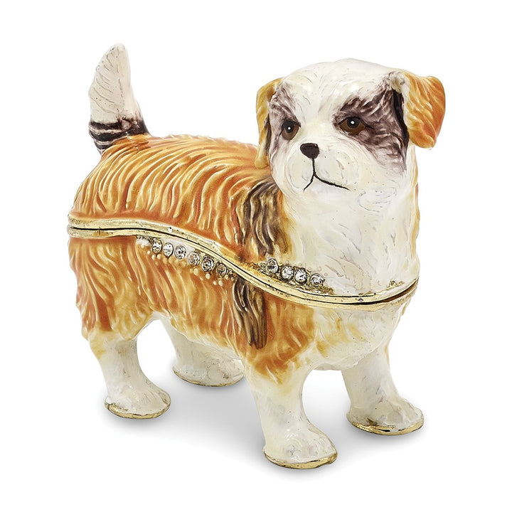 Bejeweled Shih-Tzu Trinket Box with Charm Pendant