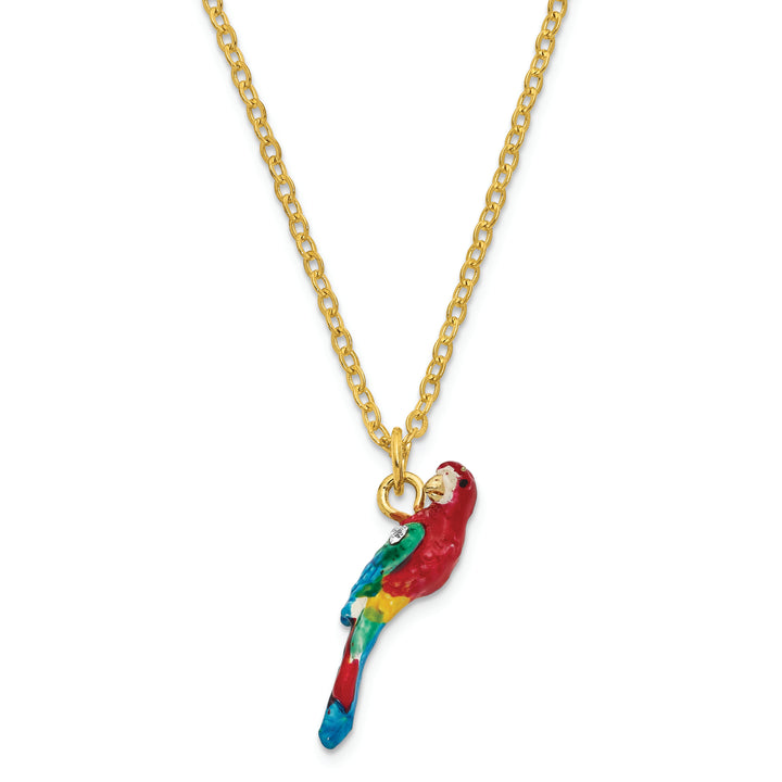Bejeweled Goldnose Parrot Trinket Boxwith Charm Pendant