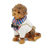 Bejeweled Labradoodle Wearing Shirt Trinket Box with Charm Pendant
