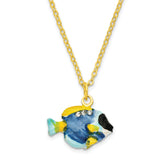 Bejeweled Blue Tang Fish Trinket Box with Charm Pendant