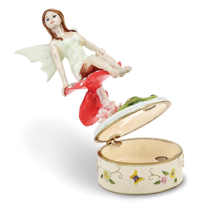 Bejeweled Fairy Trinket Box with Charm Pendant