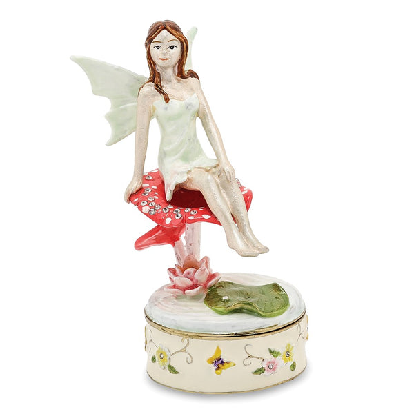 Bejeweled Fairy Trinket Box with Charm Pendant