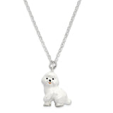 Bejeweled White Bichon Frise Dog Trinket Box with Charm Pendant