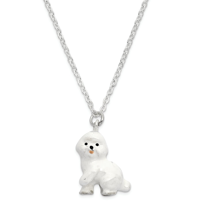 Bejeweled White Bichon Frise Dog Trinket Box with Charm Pendant