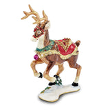 Bejeweled Christmas Reindeer Trinket Box with Charm Pendant
