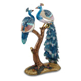 Bejeweled Large Peacock Lovers Trinket Box with Charm Pendant