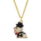 Bejeweled Dressed Up Bichon Dog Trinket Box with Charm Pendant
