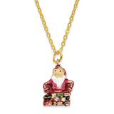 Bejeweled Santa in Chimney Trinket Box with Charm Pendant