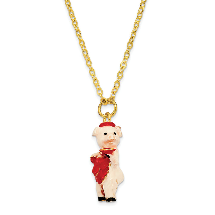 Bejeweled Waitress Pig Trinket Box with Charm Pendant