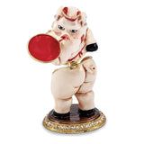 Bejeweled Waitress Pig Trinket Box with Charm Pendant