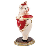 Bejeweled Waitress Pig Trinket Box with Charm Pendant