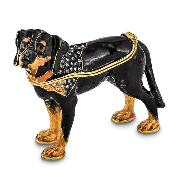 Lux by Jere Bejeweled KNOX Bluetick Coonhound Trinket Box