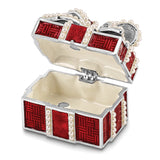 Lux by Jere Bejeweled EXCITEMENT Faux Pearl Red Gift Box Trinket Box