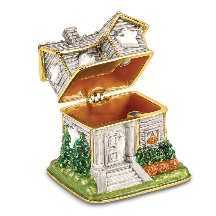 Lux by Jere Bejeweled VACANCY Haunted House with Ghosts Trinket Box