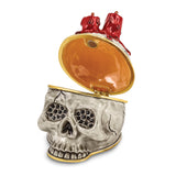Lux by Jere Bejeweled CAPTAIN BLACK BEARD Skull with Red Candles Trinket Box